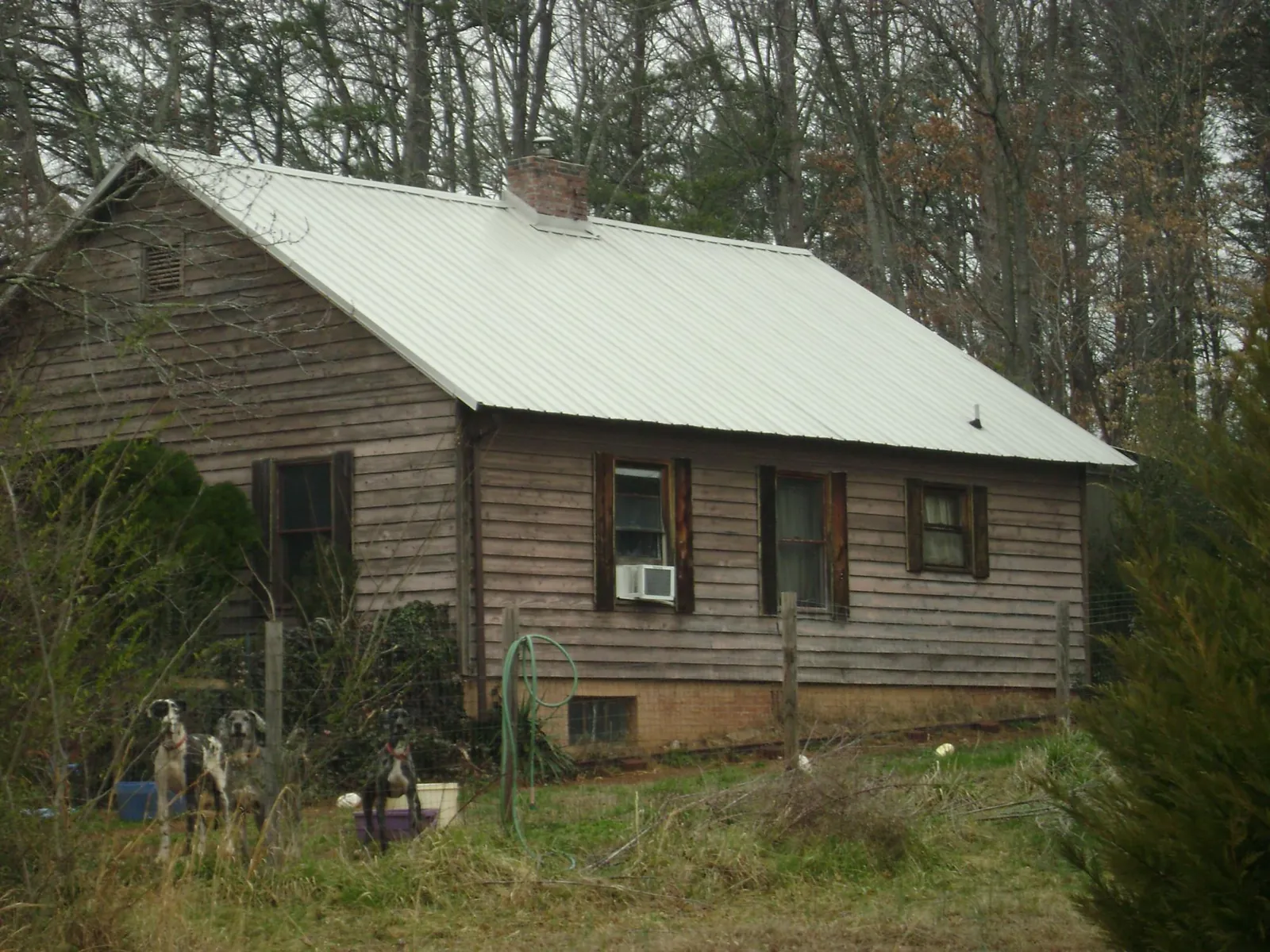 White metal roof on an old wood sided farmhouse, from a Metal Roof Installation job in Harwich